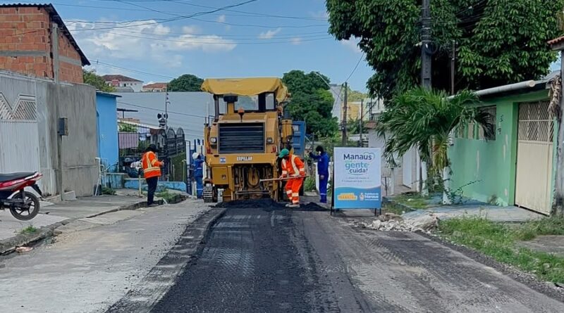 Prefeitura de Manaus avança com obra de fresagem em via do Parque Rio Solimões para receber novo recapeamento